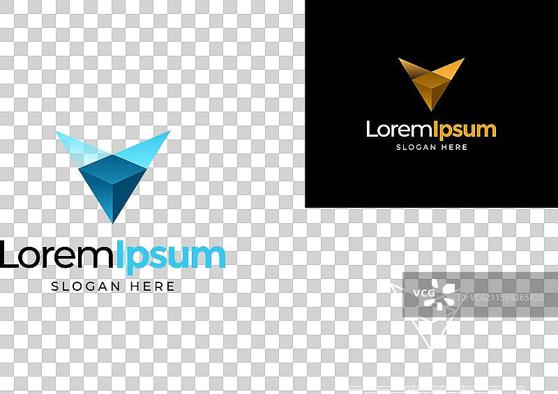 现代字母V棱镜logo设计概念图片素材