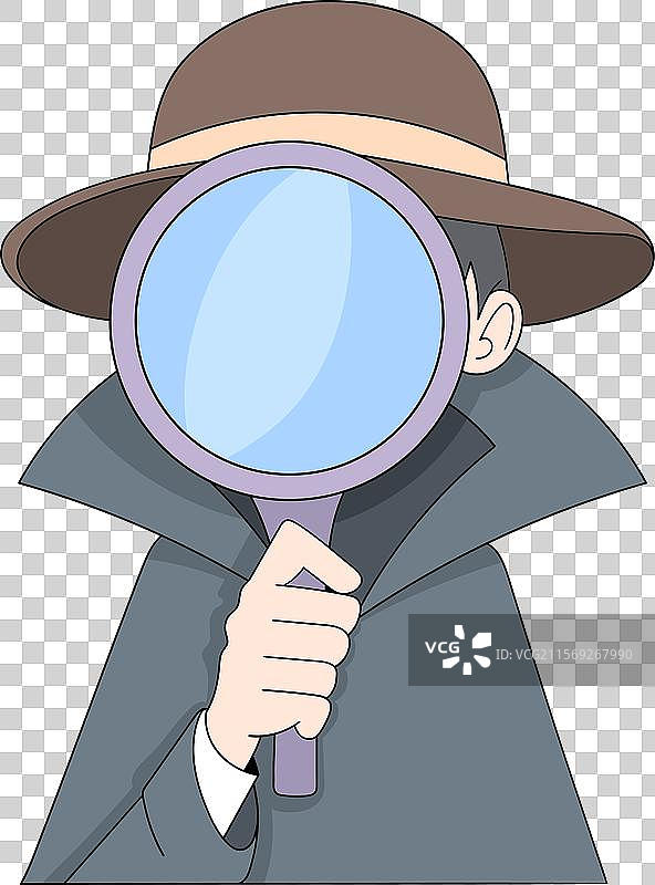卡通侦探手持放大镜图片素材