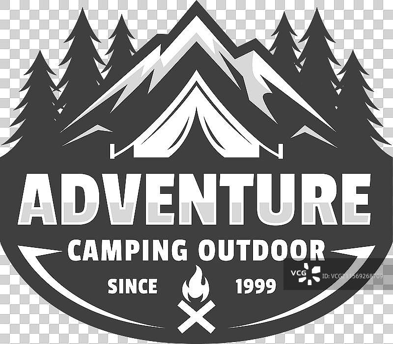 复古山地探险俱乐部标志与露营图片素材