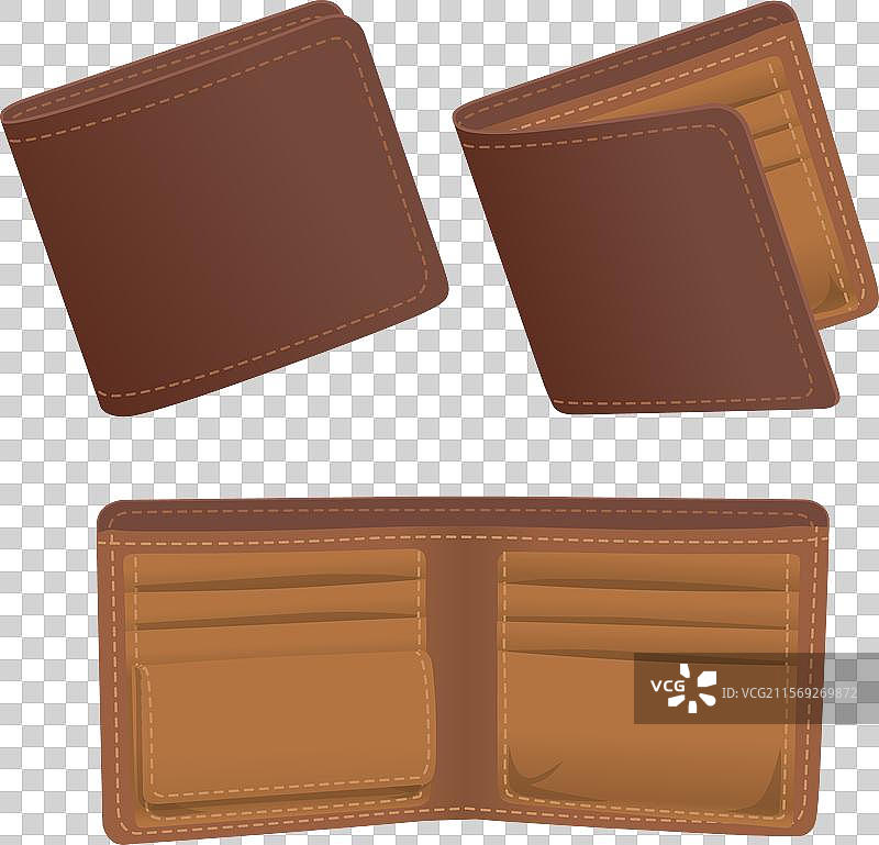 空的棕色钱包，打开和关闭的设计图片素材