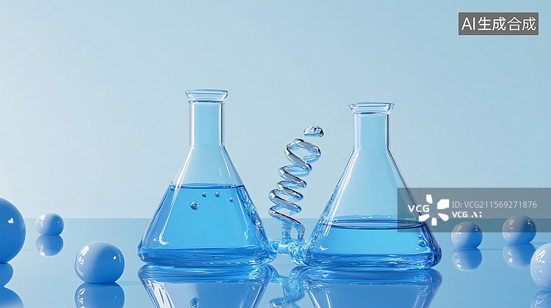 【AI数字艺术】实验室玻璃器皿插画图片素材