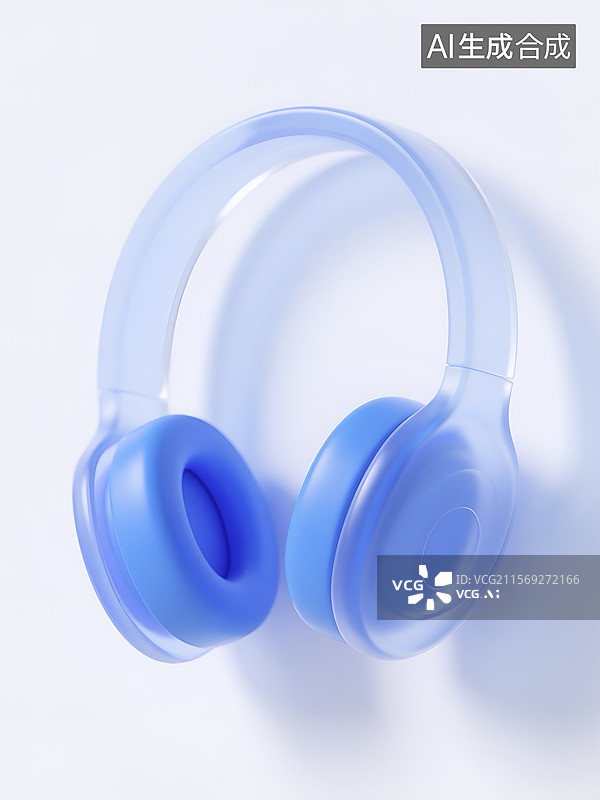 【AI数字艺术】正上方白色背景的头戴式耳机图片素材