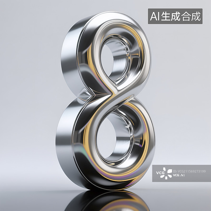 【AI数字艺术】金属感数字8图片素材