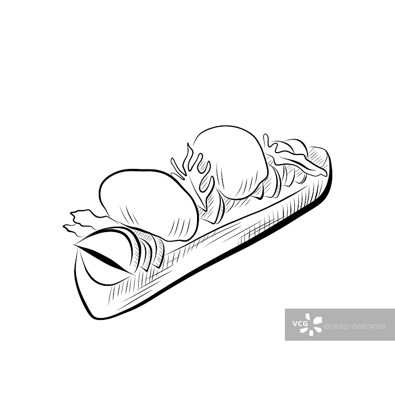 线条艺术早餐面包的绘画图片素材