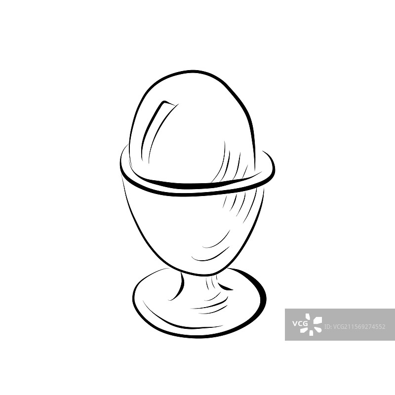 线条艺术风格的鸡蛋放在支架上，早餐场景图片素材