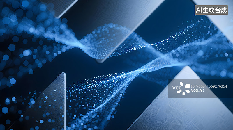 【AI数字艺术】蓝色科技粒子背景图片素材