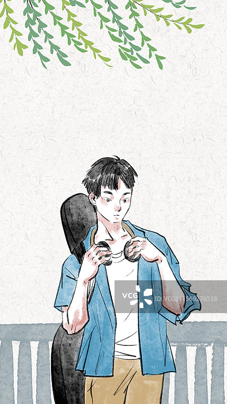 清新手绘风人物插画壁纸图片素材