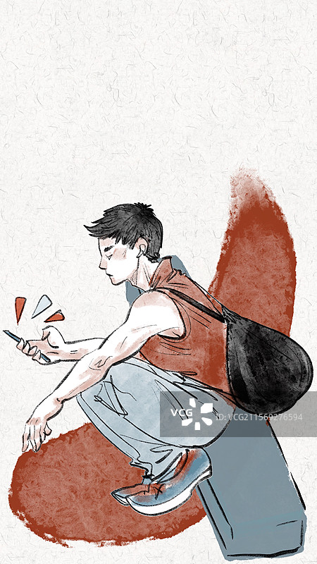 清新手绘风人物插画壁纸图片素材