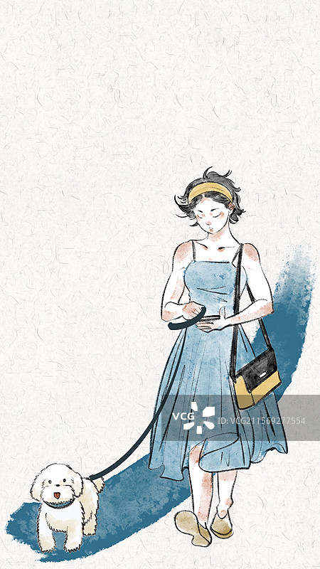 清新手绘风人物插画壁纸图片素材