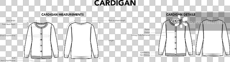 开衫细节和尺寸图解毛衣图片素材
