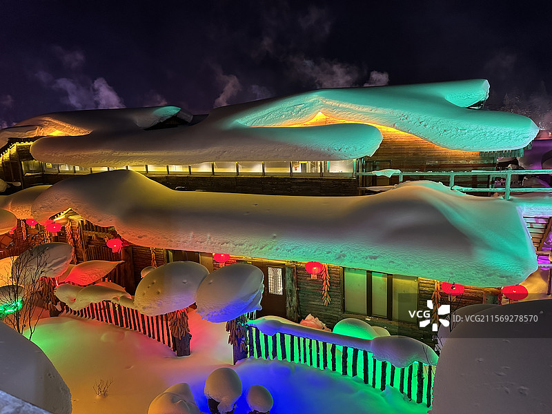 中国雪乡夜景图片素材