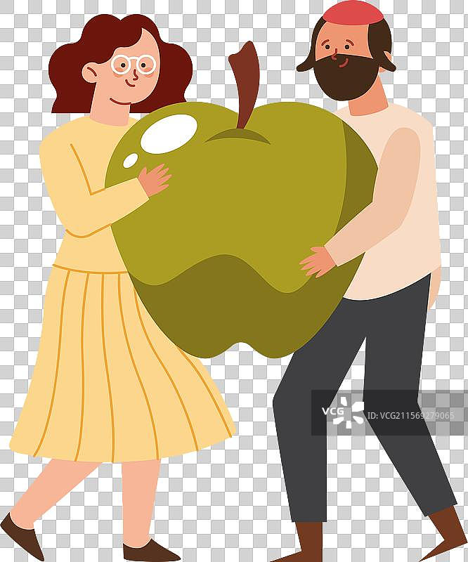 快乐的情侣庆祝犹太新年图片素材