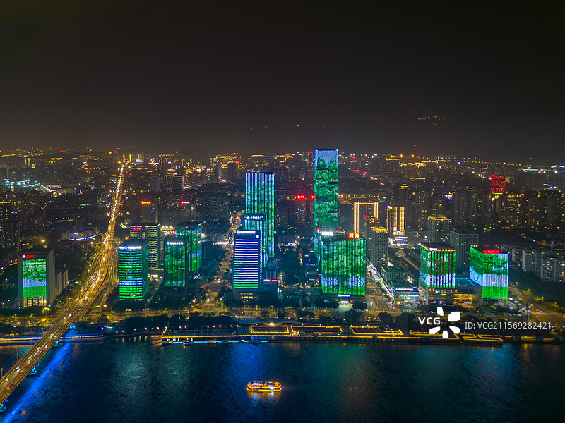 福州台江夜景航拍高楼图片素材