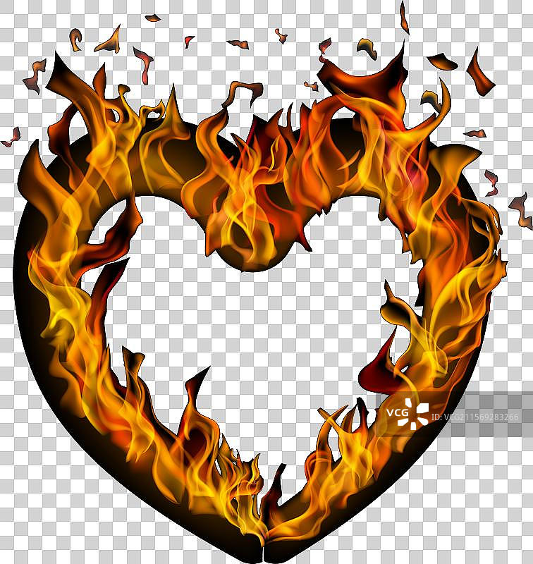 心形的燃烧火焰图片素材