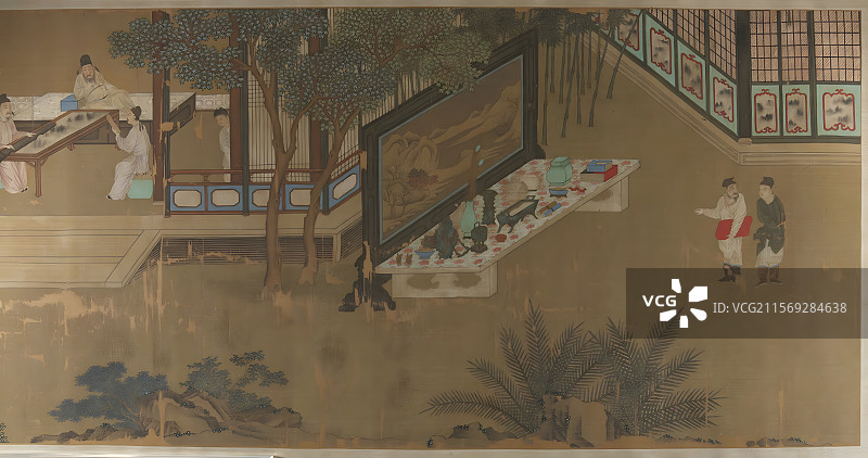 中国古代绘画艺术品，明代，仇英，宫庭乐舞图卷图片素材