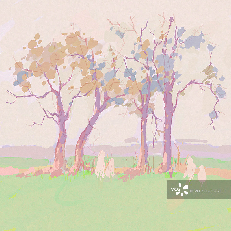 治愈系唯美氛围感插画图片素材