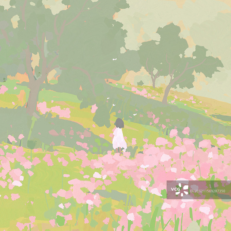 治愈系唯美氛围感插画图片素材