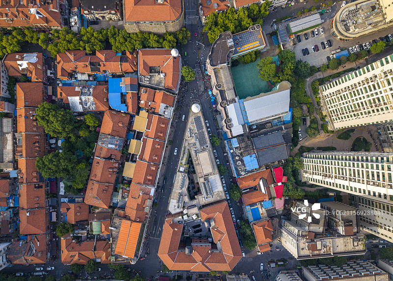 武汉黎黄陂路巴公房子民国建筑高空俯瞰图片素材