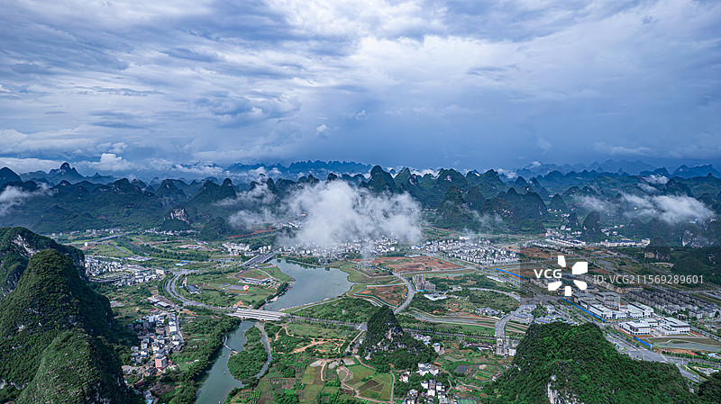 航拍桂林阳朔2025年山水风光图片素材