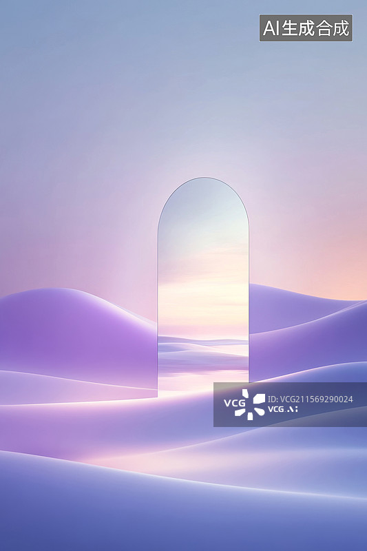 【AI数字艺术】沙漠中的巨大镜子抽象插画图片素材