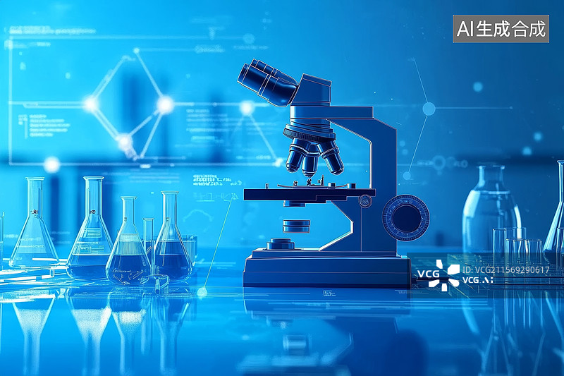 【AI数字艺术】实验室中的显微镜和化学仪器图片素材