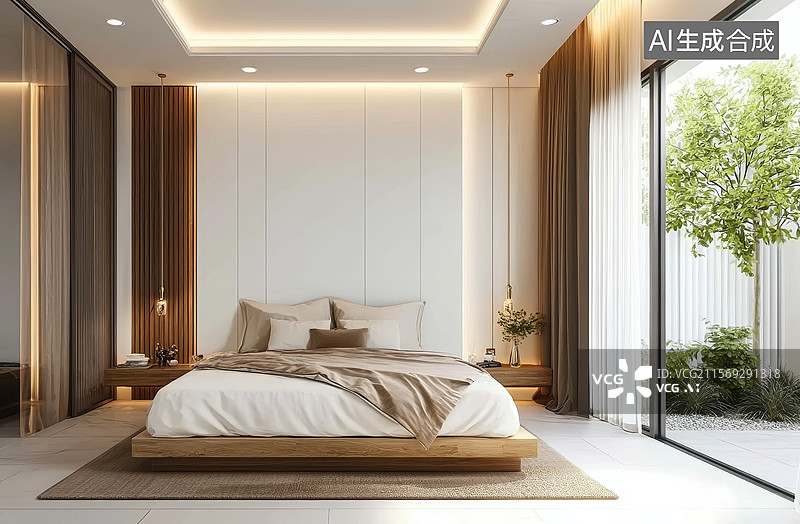 【AI数字艺术】现代简约卧室设计图片素材