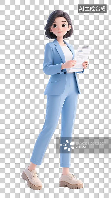 【AI数字艺术】递交文件的3D职场女性图片素材