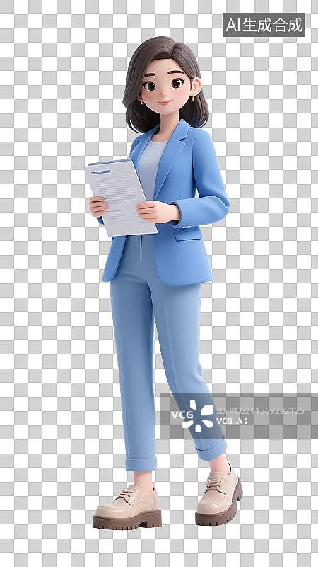 【AI数字艺术】递交文件的3D职场女性图片素材