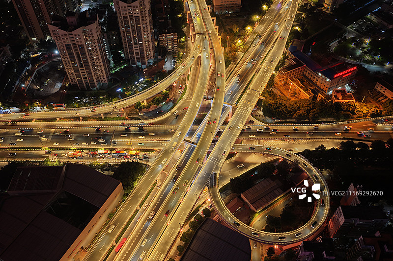 傍晚航拍广州中山一路立交桥图片素材