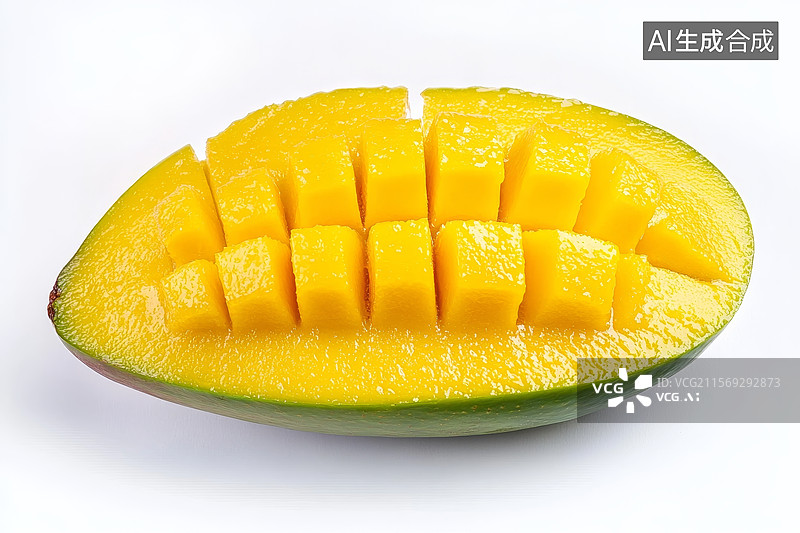 【AI数字艺术】切开的芒果展示其鲜黄色果肉图片素材
