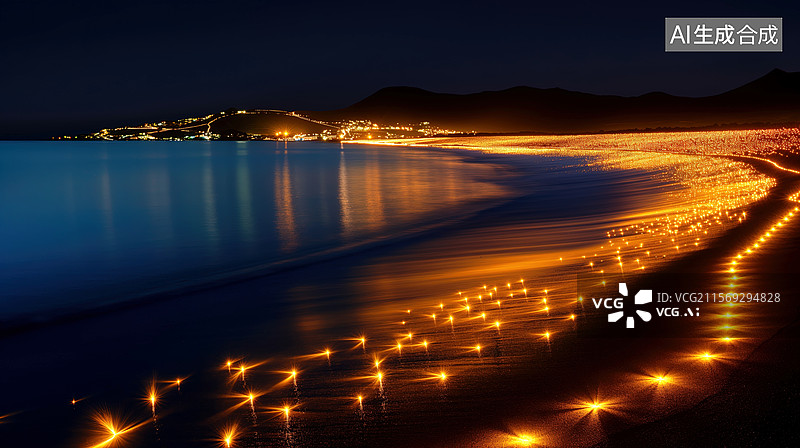 【AI数字艺术】海岸星河梦幻夜图片素材