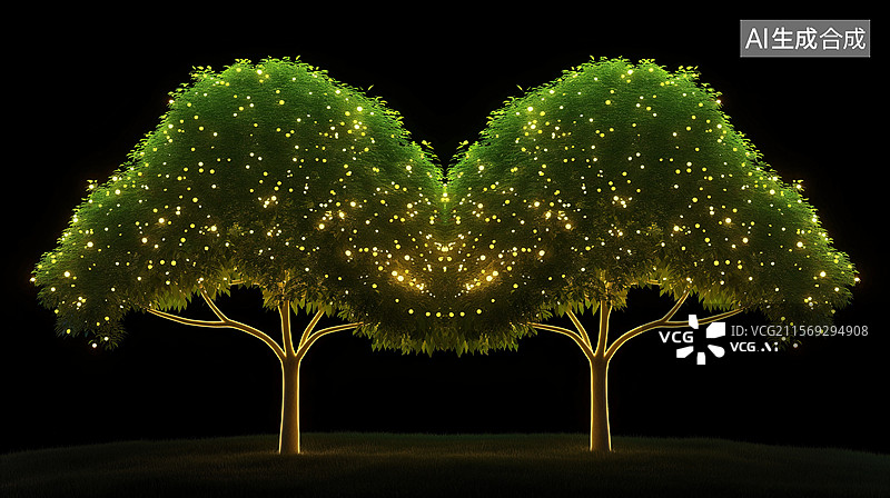 【AI数字艺术】星光点缀的梦幻森林图片素材