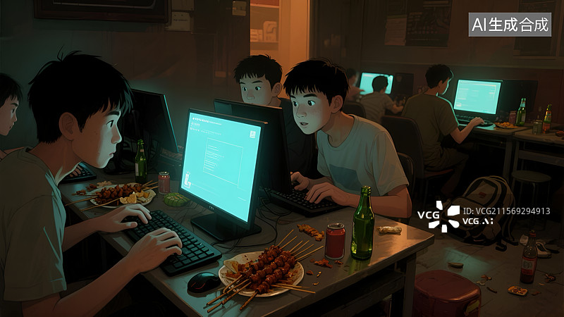 【AI数字艺术】网吧里的“哥们”图片素材