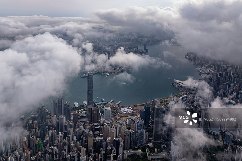 香港维多利亚港云海夜景日出图片素材