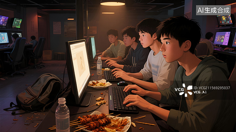 【AI数字艺术】网吧里的“哥们”图片素材