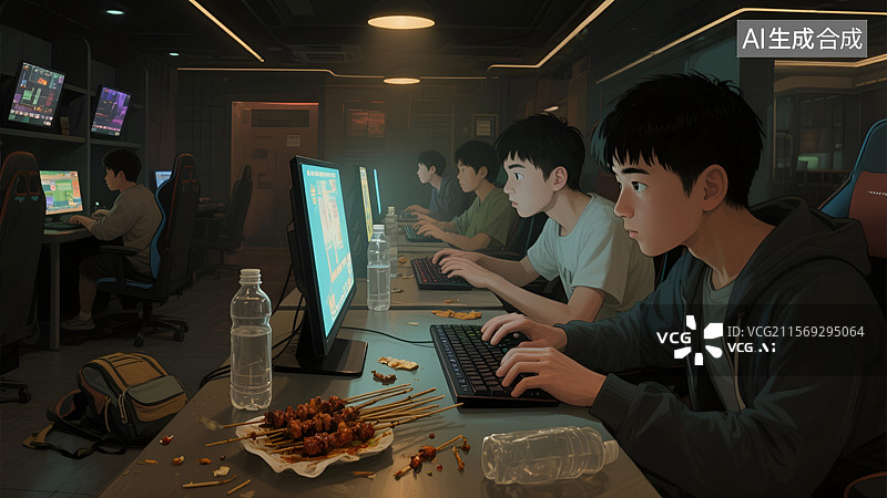 【AI数字艺术】网吧里的“哥们”图片素材