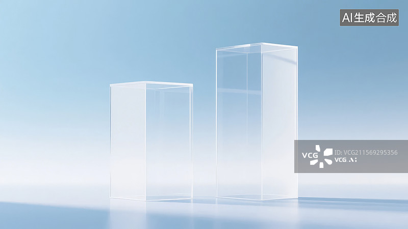 【AI数字艺术】两个透明玻璃立方体图片素材