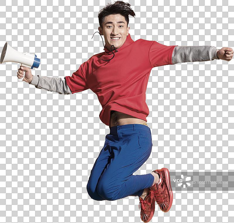 青年男人拿着话筒图片素材