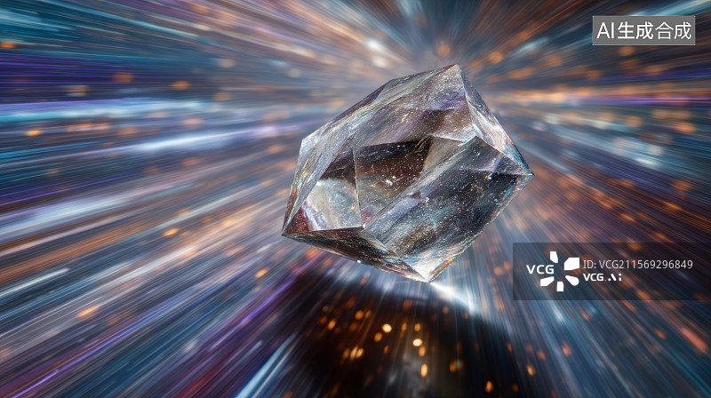 【AI数字艺术】彩色发光钻石图片素材