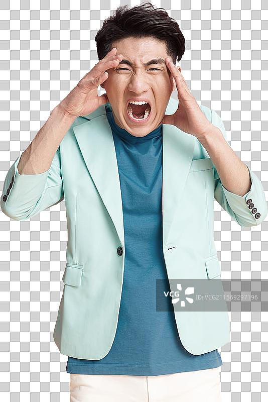 焦虑的青年男人图片素材