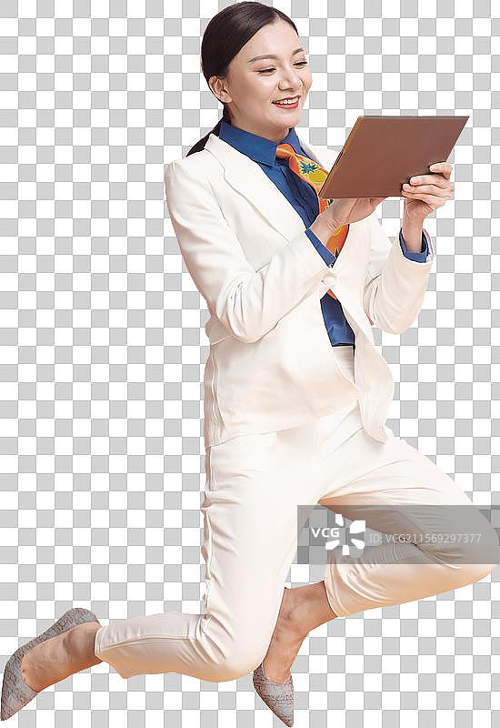 青年商务女人使用平板电脑图片素材