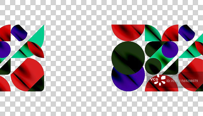 彩色美丽的圆形、半圆形和方形图片素材