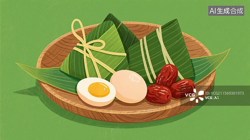 【AI数字艺术】端午节粽子插画图片素材
