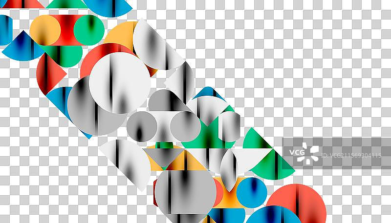 色彩斑斓的圆形、半圆形和方形图片素材