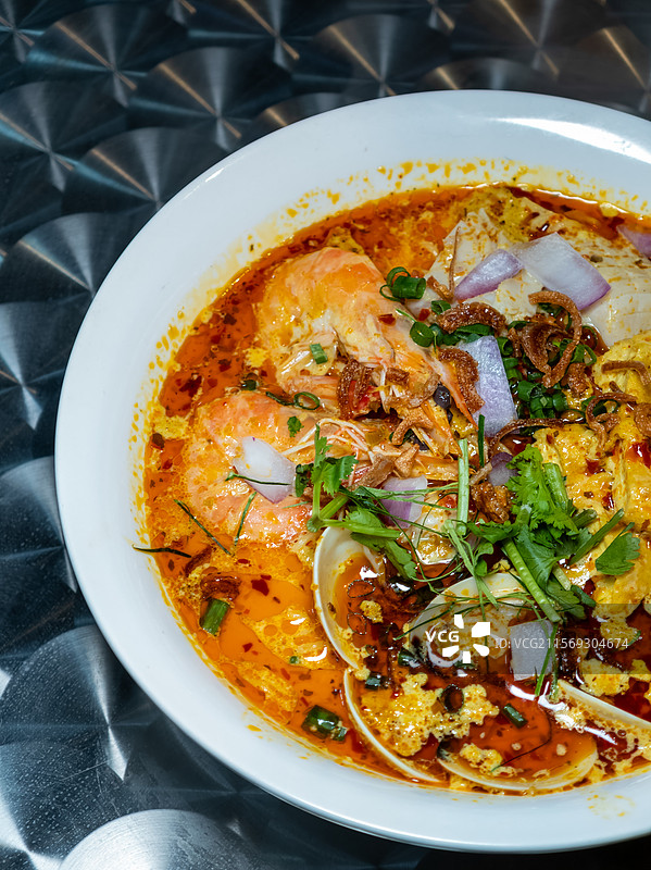 马来西亚风味咖喱海鲜面图片素材