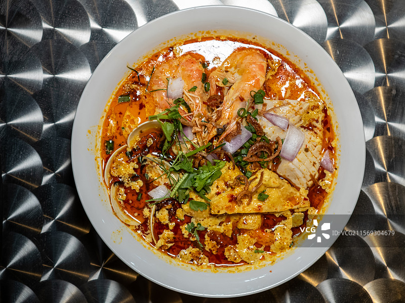 马来西亚风味咖喱海鲜面图片素材