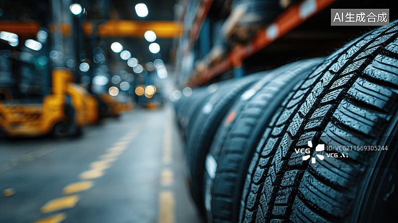 【AI数字艺术】轮胎仓库中的轮胎堆叠图片素材