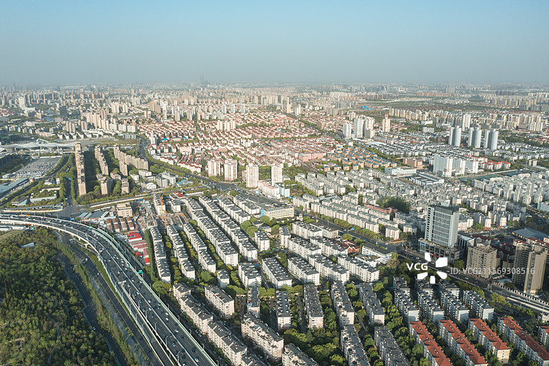 航拍浦东上钢新村街道图片素材