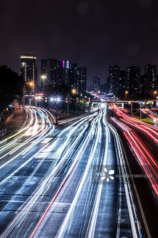 城市道路夜景风光图片素材