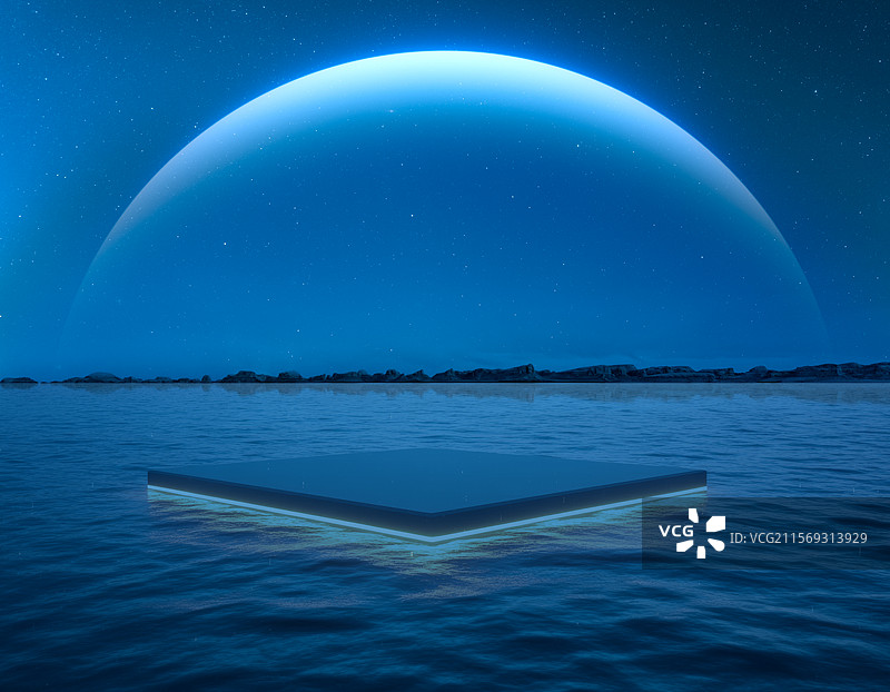 蓝色星空抽象概念背景图，盐湖背景，星空背景图片素材